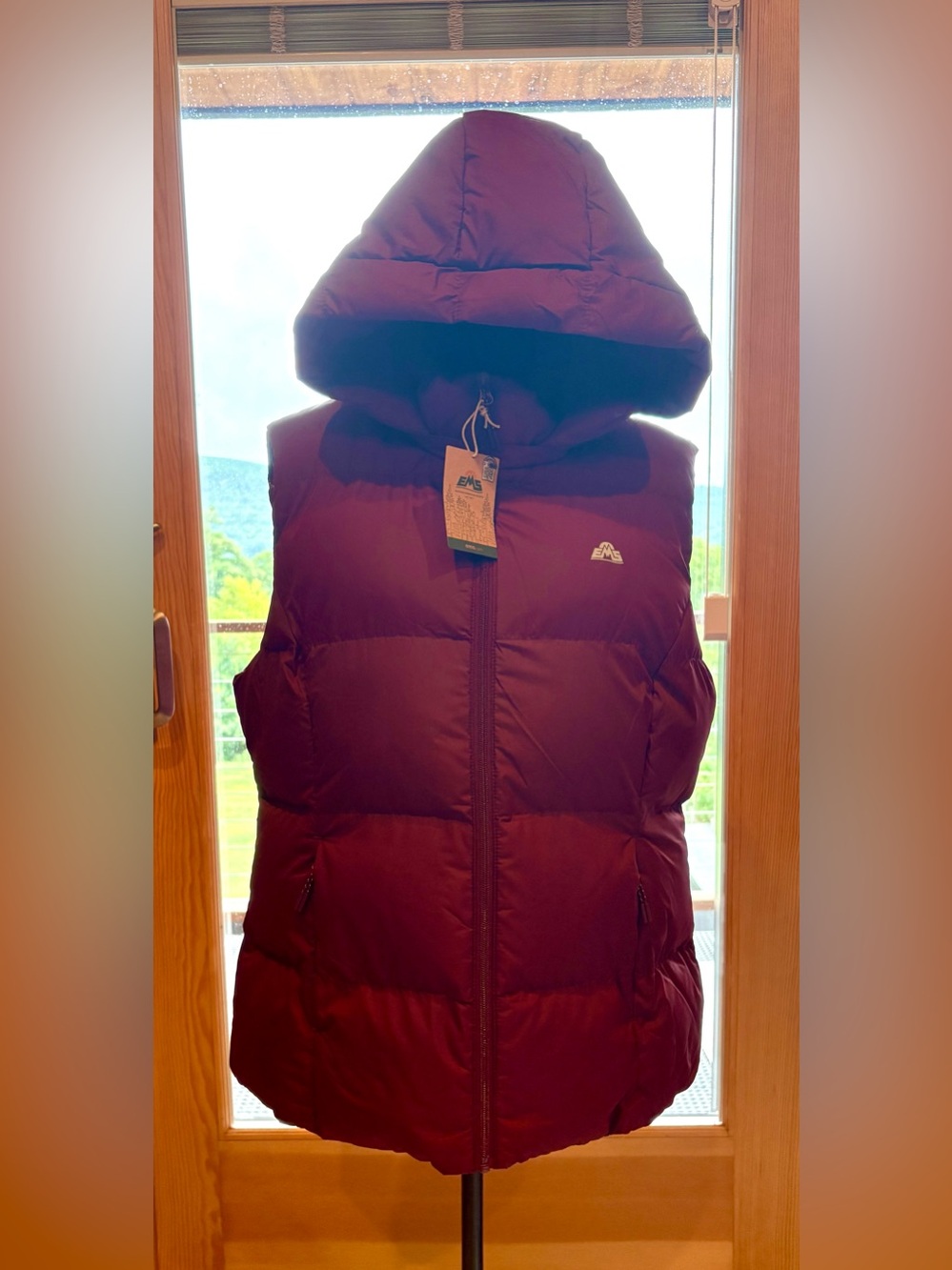 EMS Quilted Hooded Puffer Vest - Maroon